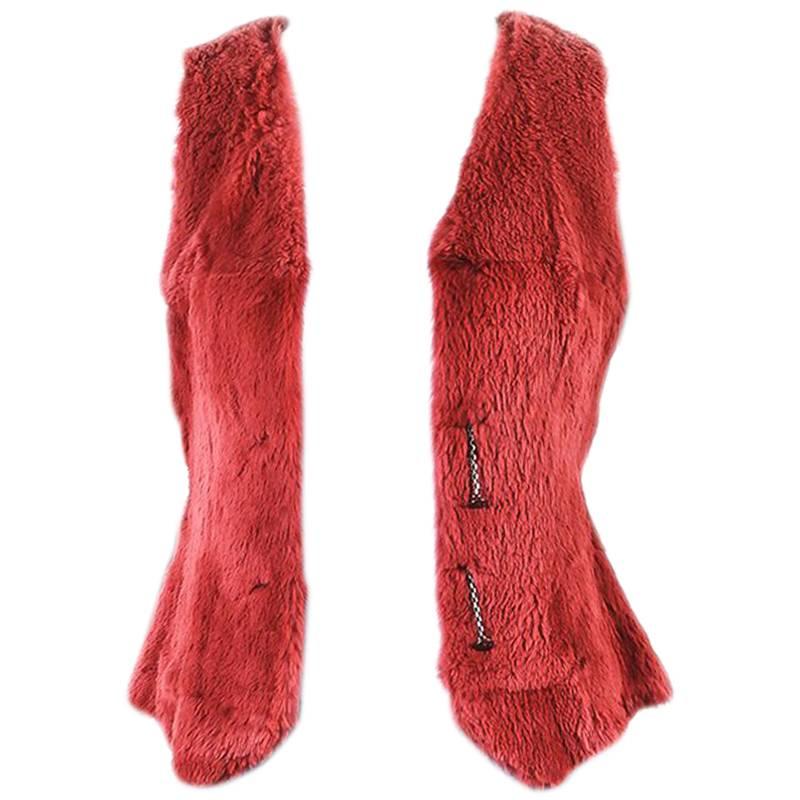 Vintage Chanel Boutique 97A Pink Rabbit Fur Wool Blend V Neck SL Vest For Sale