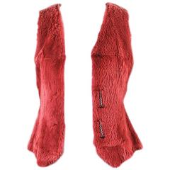 Retro Chanel Boutique 97A Pink Rabbit Fur Wool Blend V Neck SL Vest