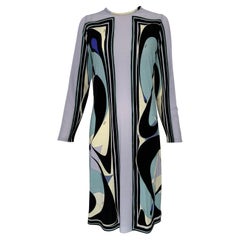 Robe à manches longues et col rond en jersey de laine légère au design géométrique Pucci, 40