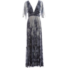 Vicky Tiel Giorgio Beverly Hills Floral Silk Chiffon Evening Dress ...