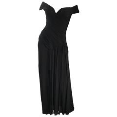 Julia Robert's Vicky Tiel Couture " Pretty Woman " Black Off-The-Shoulder Gown