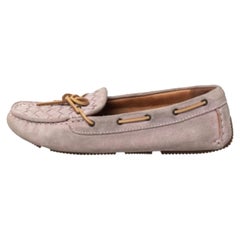 Bottega Veneta Pink Intrecciato Suede Bow Slip On Loafers Size 37