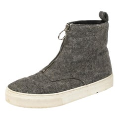 Celine Sneaker High Top Zip Up in feltro di lana grigio taglia 38