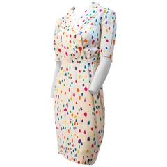 80s Louis Féraud Flower Petal Print Dress