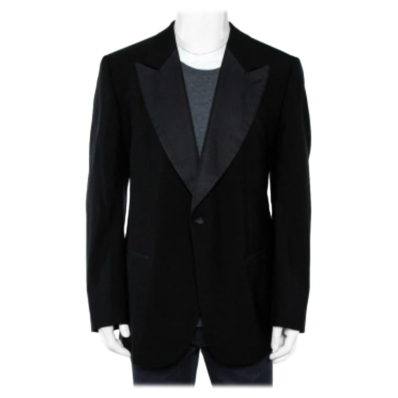 Giorgio Armani - Blazer en laine noir à boutons sur le devant, taille 5XL