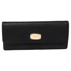 Michael Kors Black Leather Flap Continental Wallet