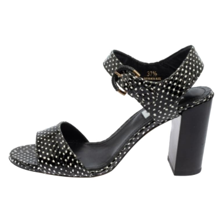 Tod's Black Leather Ankle Strap Sandals Size 37.5