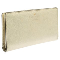 Kate Spade Metallic Gold Leather Long Flap Wallet