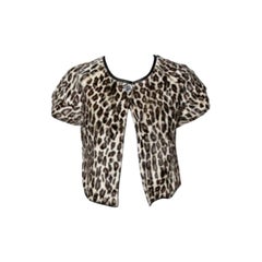 Emporio ARMANI Brown Châle à boutons en fourrure imprimé animal S