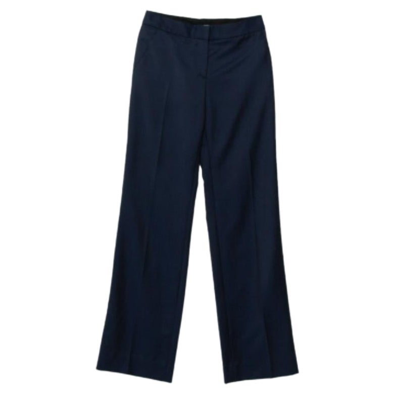 Pantalon droit Stella McCartney bleu marine en laine et mohair S