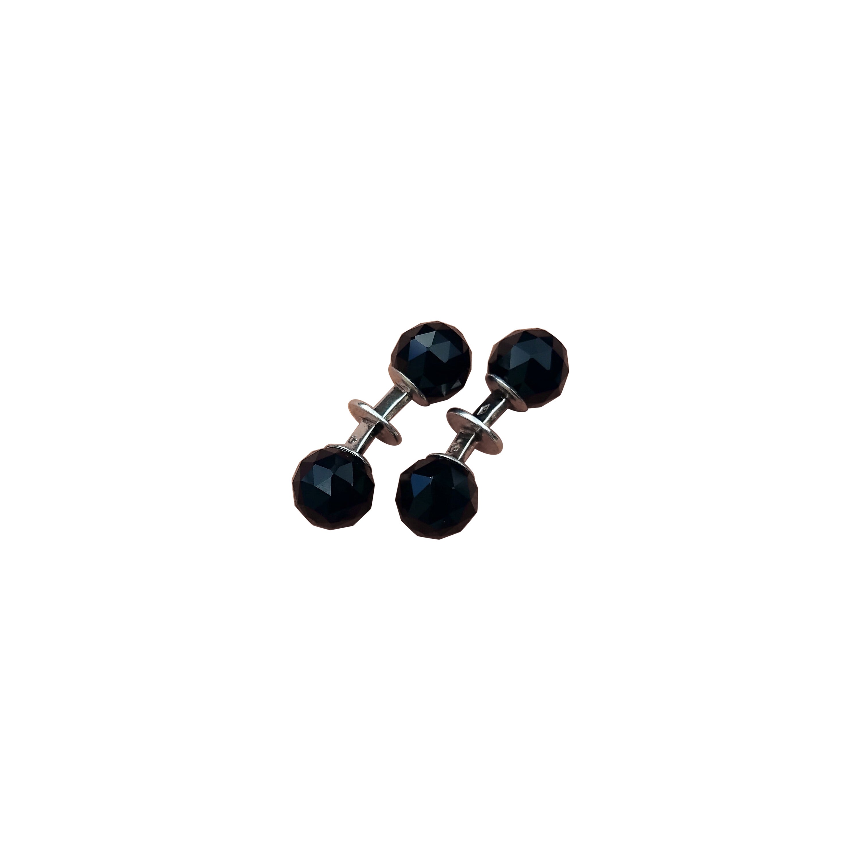 Boutons de manchette en argent massif Onyx Hermès