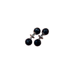 Vintage Hermès Onyx Sterling Silver Cufflinks