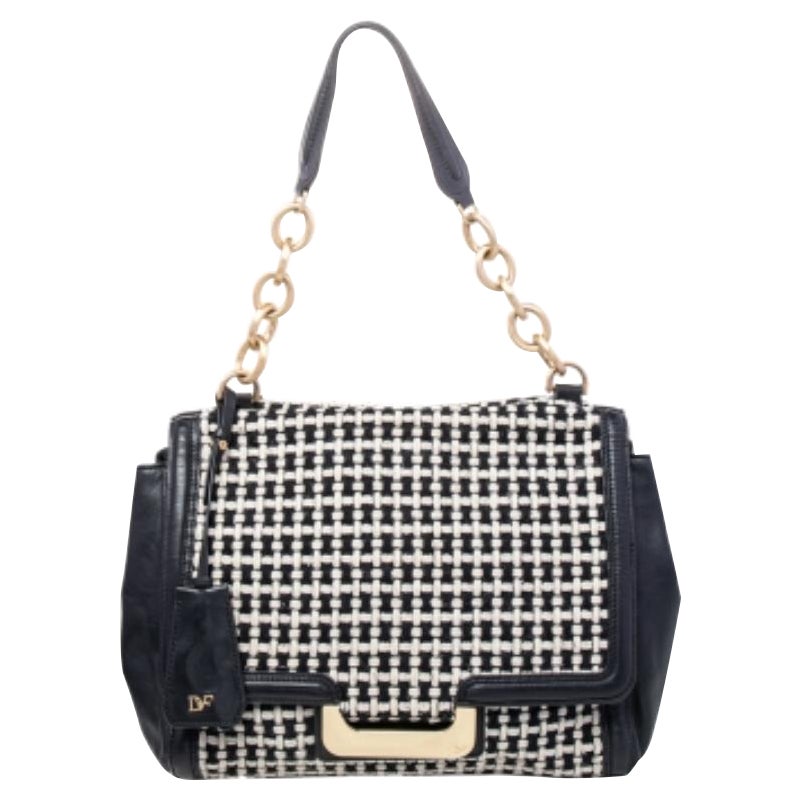 Diane von Furstenberg Sac à bandoulière en cuir et tissu noir