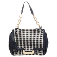 Diane von Furstenberg Black Leather And Fabric Shoulder Bag