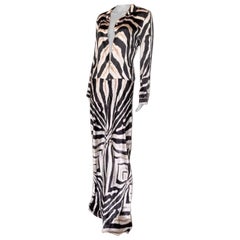 ROBERTO CAVALLI Flairierter Jumpsuit aus Seide mit Zebradruck