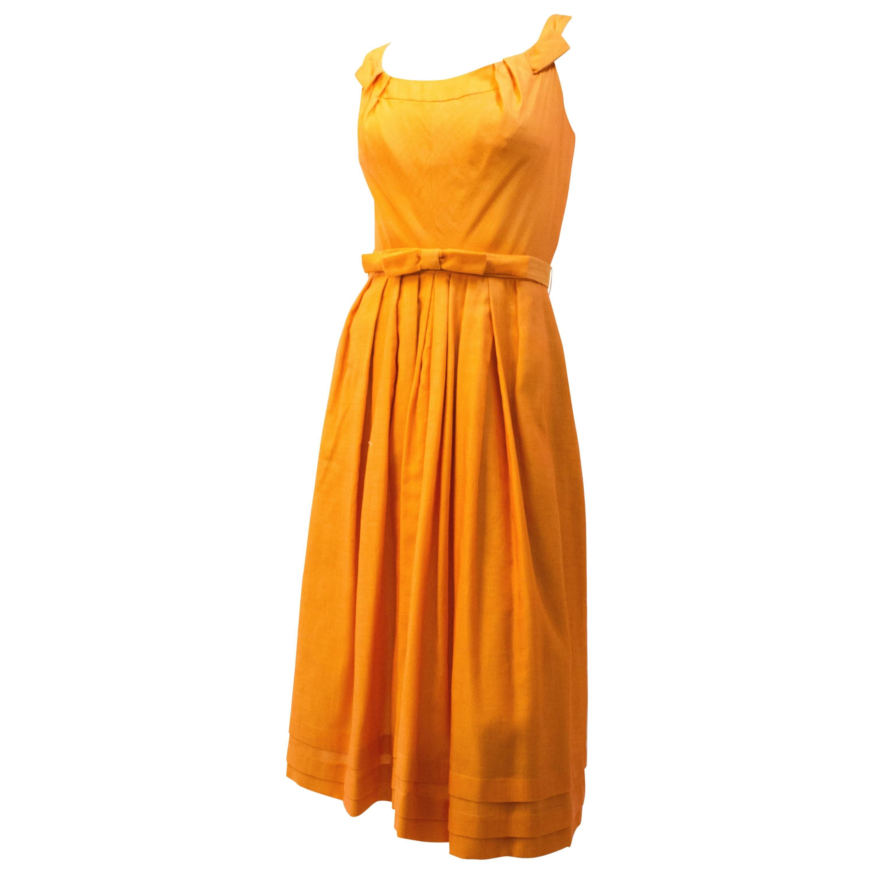 50s Two-Tone Orange Day Dress For Sale