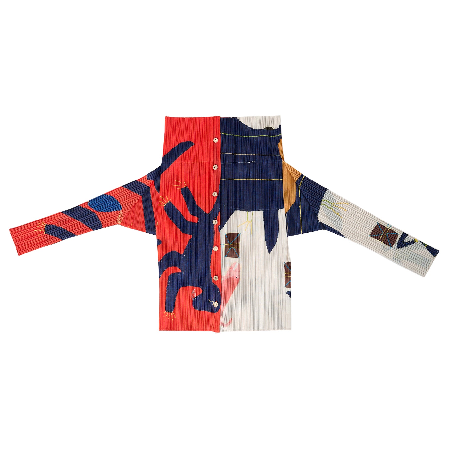 Raramente documentata Pleats Please Issey Miyake Top cardigan a pieghe, FW1999 in vendita
