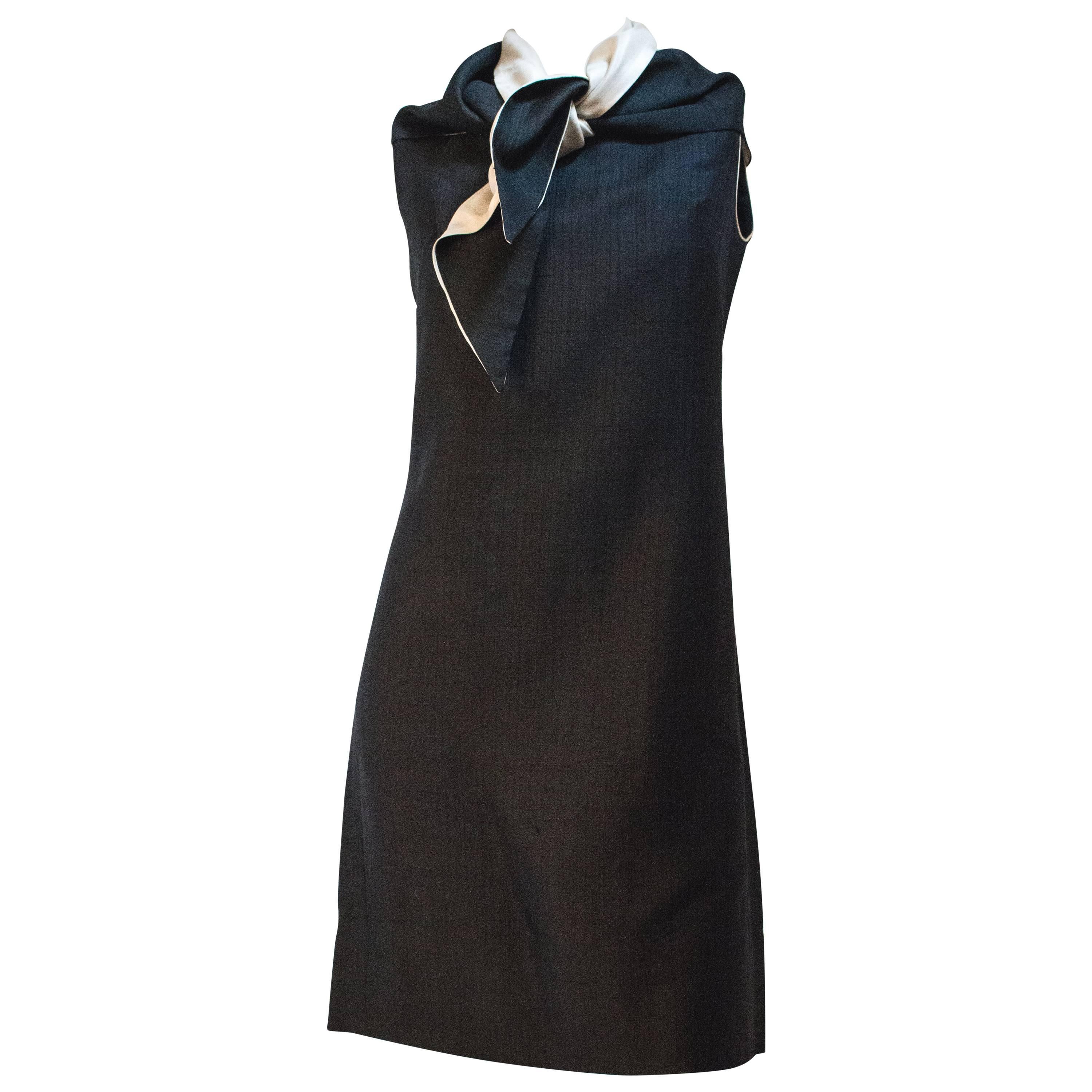 60s Noil Dress w/ Kerchief For Sale