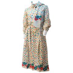 80s Lanvin Flower & Leaf Print Dress 9