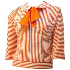 60s Orange and White Striped Sailor Top. 3