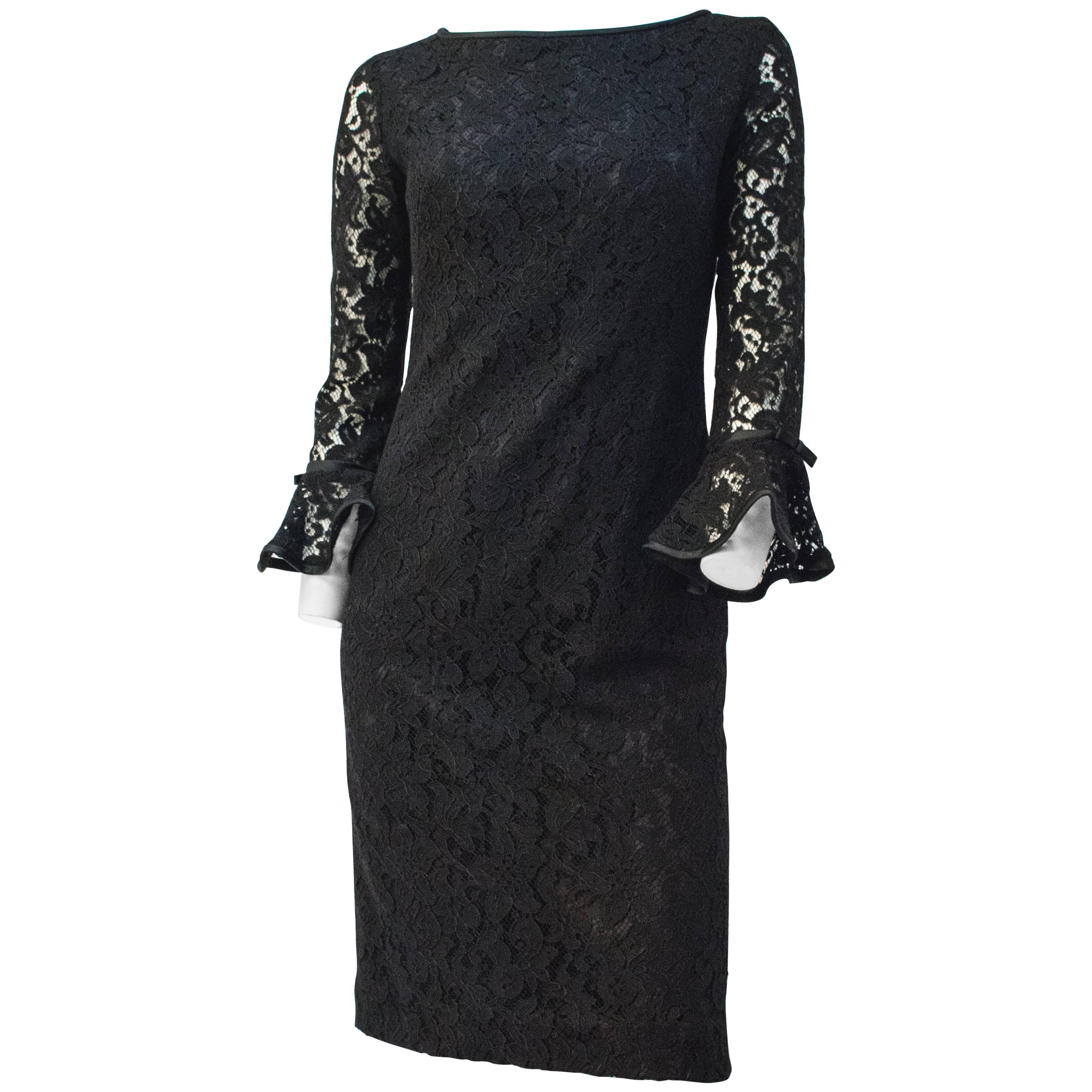 60s Black Lace Cocktail Dress