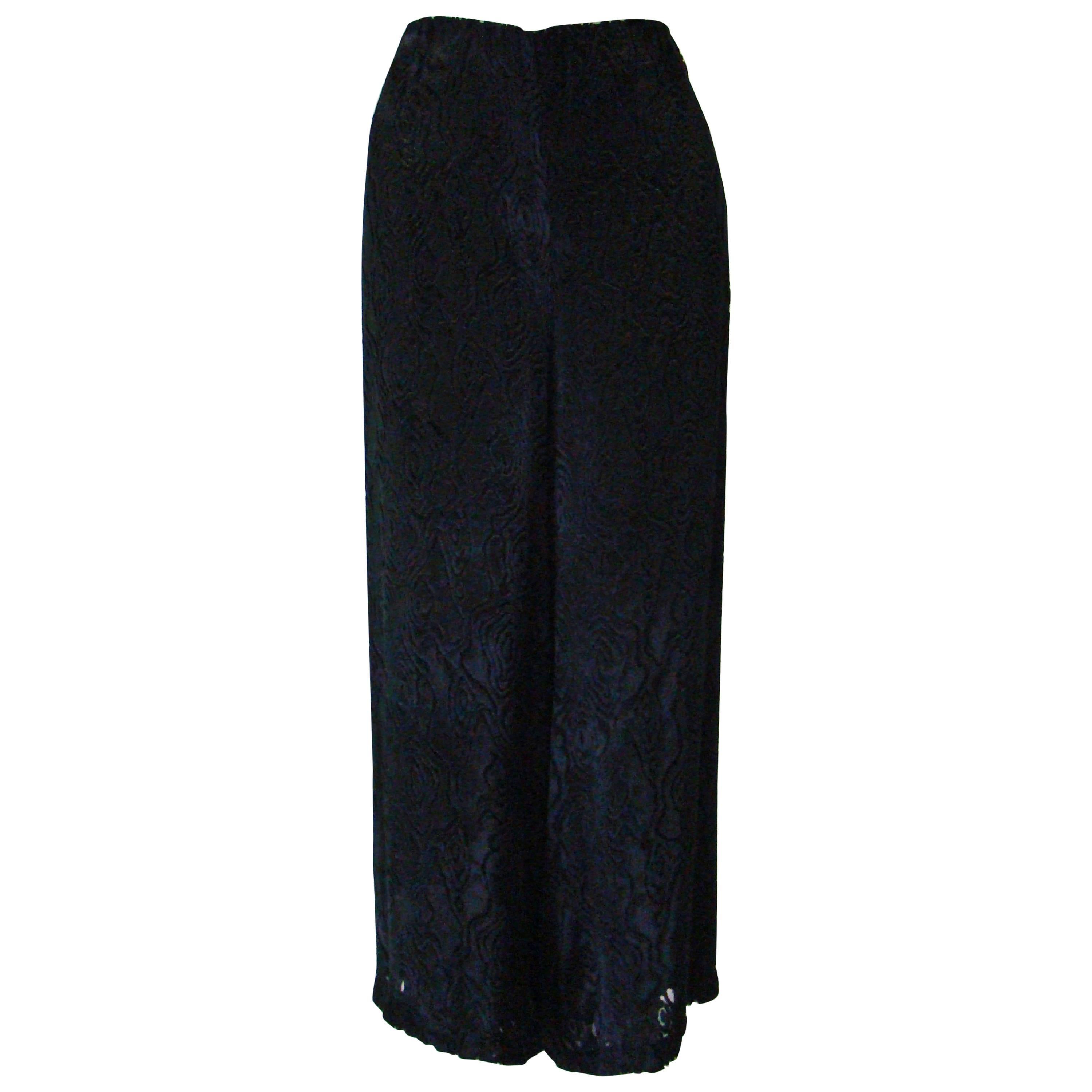 Rare Ella Singh Laser Cut Velvet Evening Palazzo Pants  For Sale