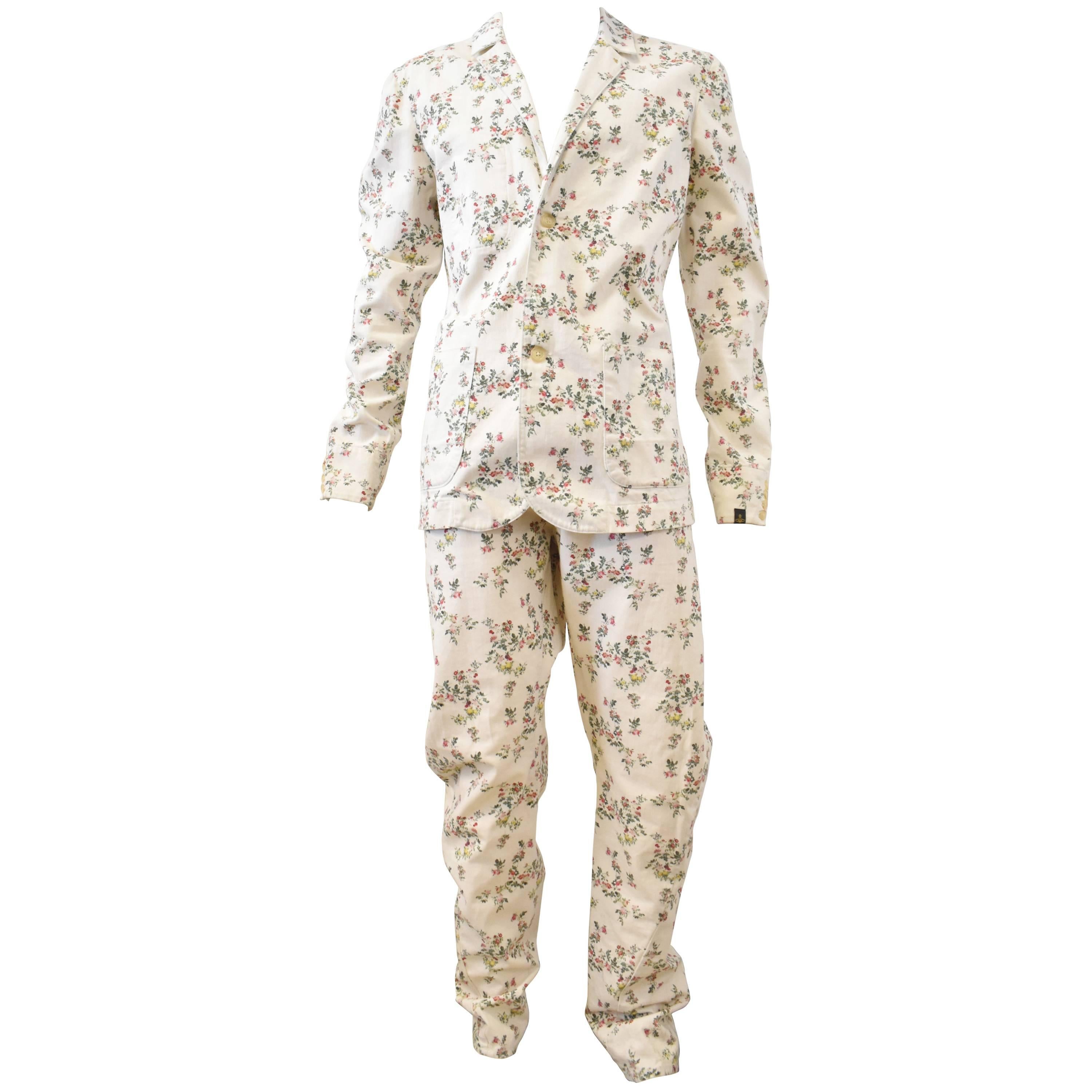 Vivienne Westwood Anglomania x Lee Jeans White Floral Pattern Suit