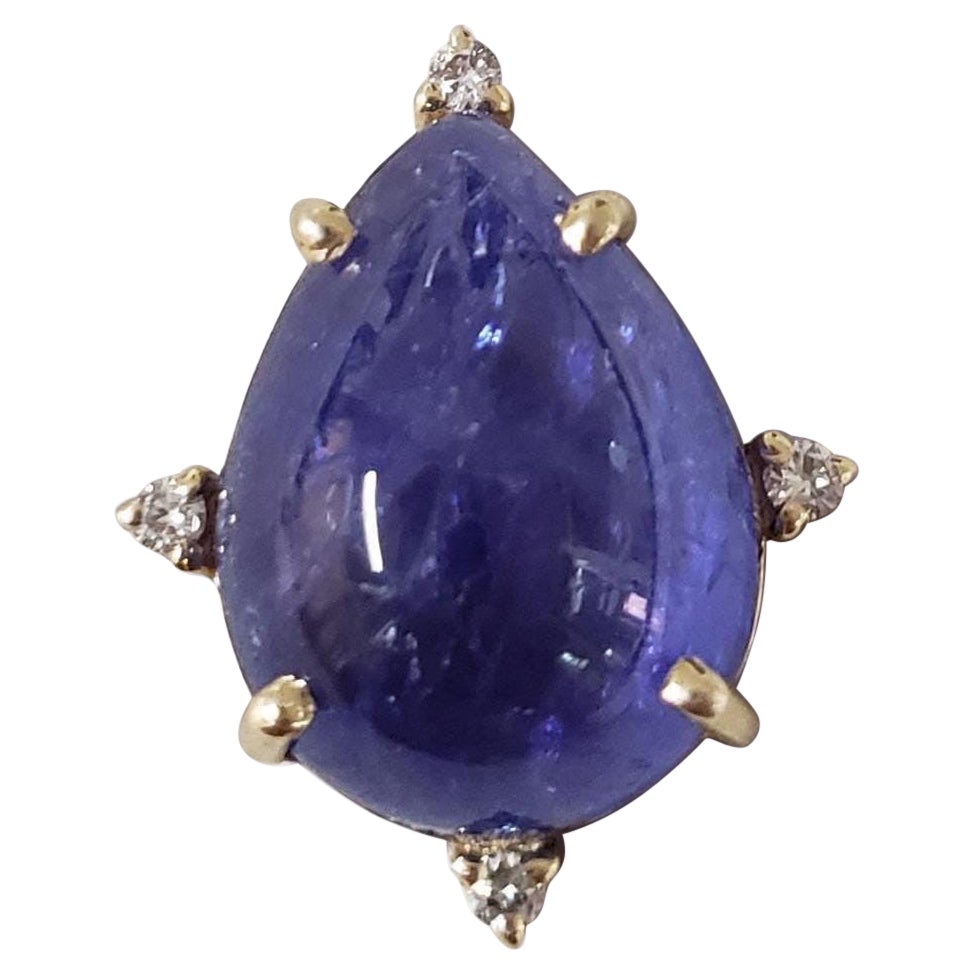 Genuine 8.6 Carat Deep Purple Tanzanite and Diamonds Pendant