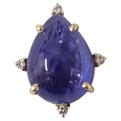 Genuine 8.6 Carat Deep Purple Tanzanite and Diamonds Pendant
