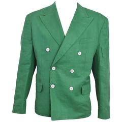 Comme des Garcons Green Linen Boxy Jacket 1988