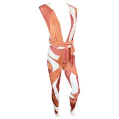 Roberto Cavalli P/E 2016 Tuta Playsuit in ciniglia aperta sul retro e scollata