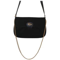 Gucci Vintage Black Suede 2 Strap Chain Optional Clutch Bag Purse Handbag