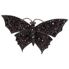 Victorian Garnet Butterfly Brooch