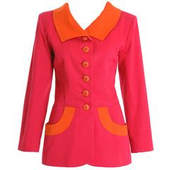 Vintage 1990s YVES SAINT LAUREN Fuchsia and Orange Cotton Jacket