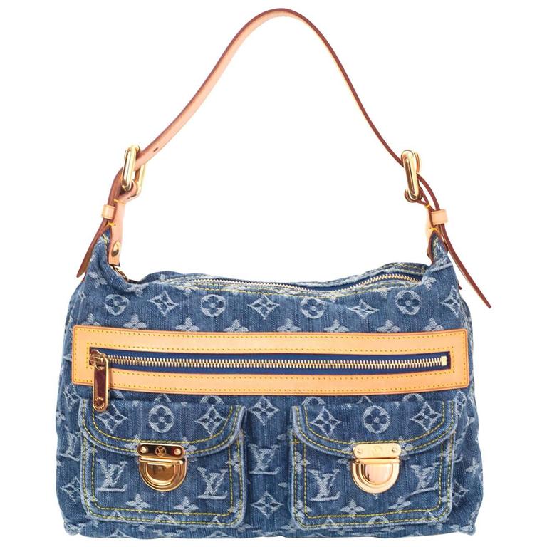 Louis Vuitton Monogram Blue Denim Baggy Shoulder Bag For Sale at 1stdibs