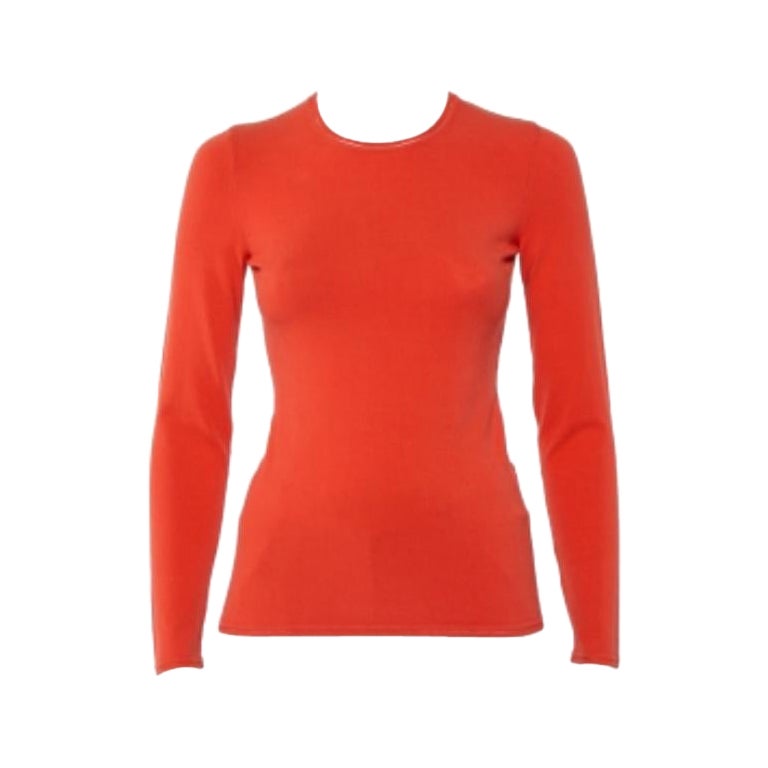 M Missoni Orange Knit Long Sleeve Roundneck T-Shirt M