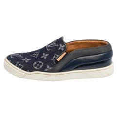 Louis Vuitton Denim Monogram Tempo Slip On Sneakers Taglia 34