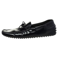 Tod's Schwarz Leder Schleife Slip-On Loafers mit Schleife Größe 44