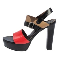 Marni Tricolor Plateau-Sandalen aus Leder mit Knöchelriemen Größe 40