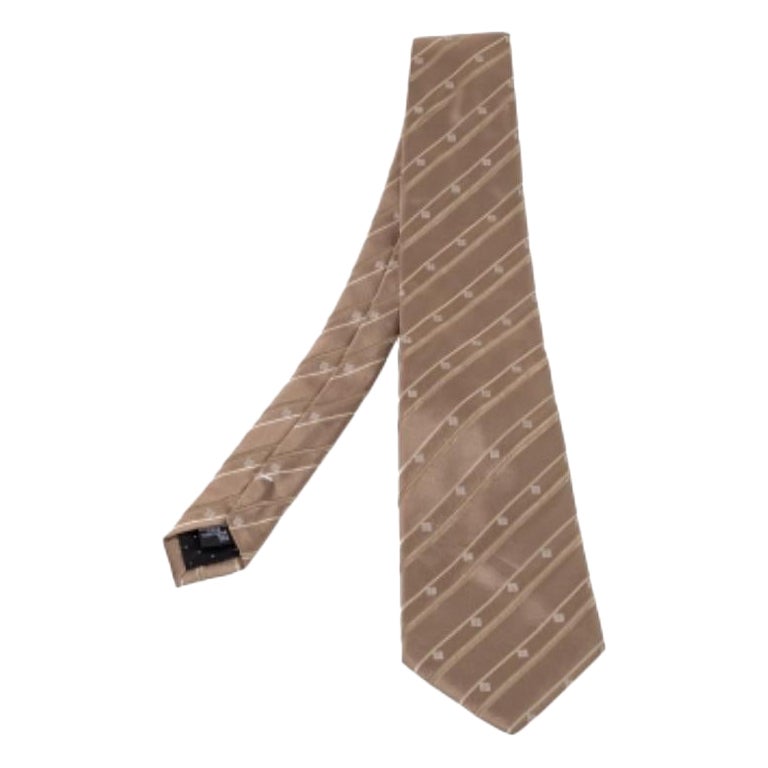 Givenchy Vintage Beige Patterned Silk Jacqaurd Tie