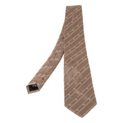 Givenchy Vintage Beige Patterned Silk Jacqaurd Tie