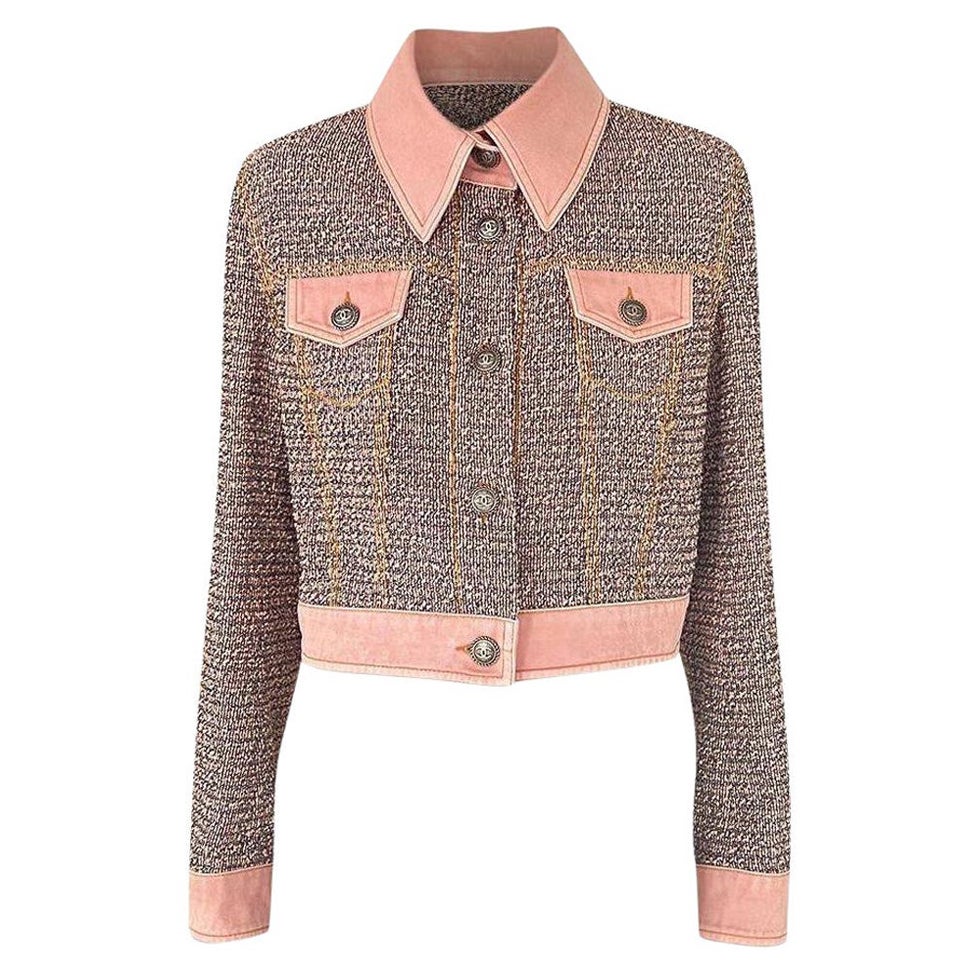Campaigner Chanel - Giacca in tweed e denim rosa pastello 38 FR