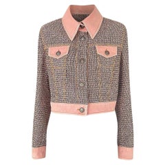 Campagne publicitaire de Chanel Veste en tweed et denim rose pastel 38 FR