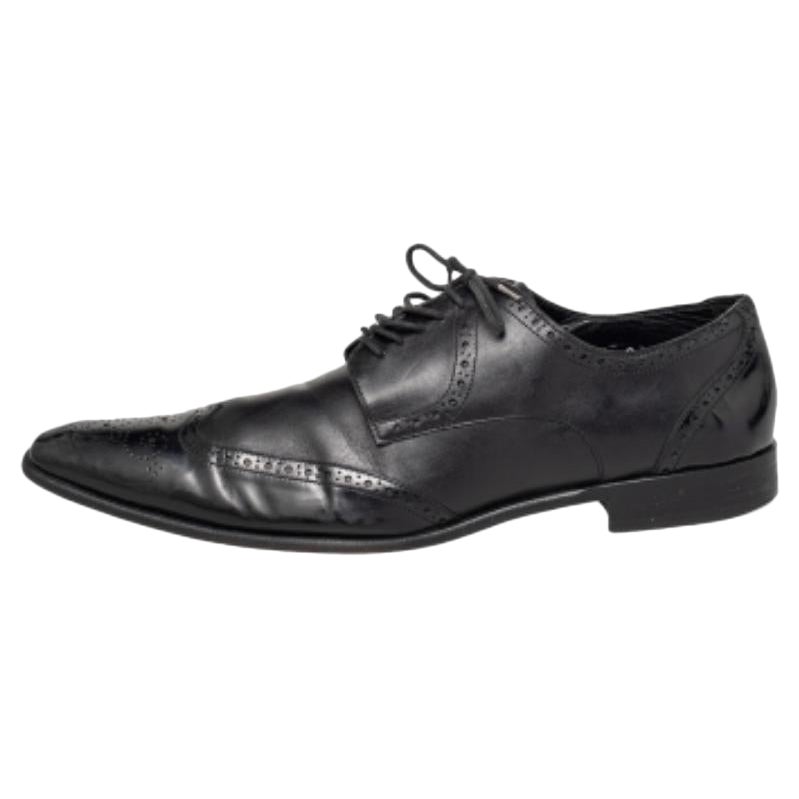 Dolce & Gabbana Schwarz Brogue Leder Schnür Derby Größe 43