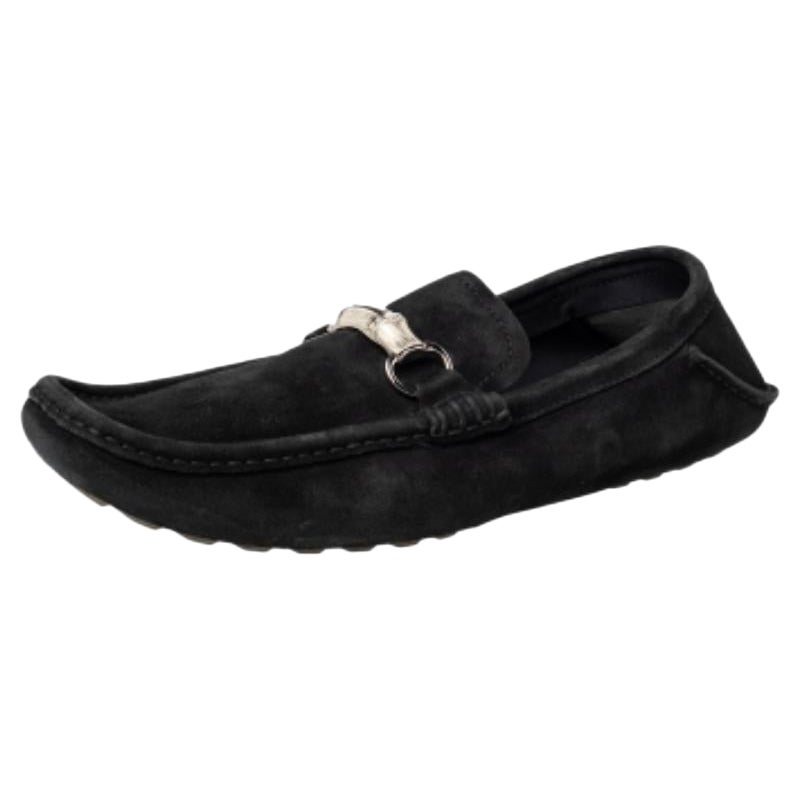 Gucci Mocassins à enfiler en daim noir Bambou Taille 46