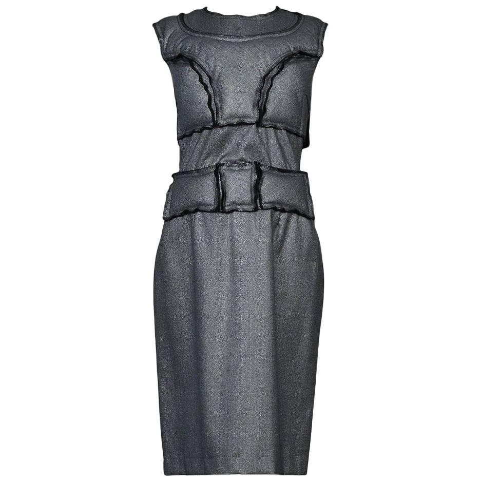 Comme des Garcons - Robe rembourrée argentée AW 2010 en vente