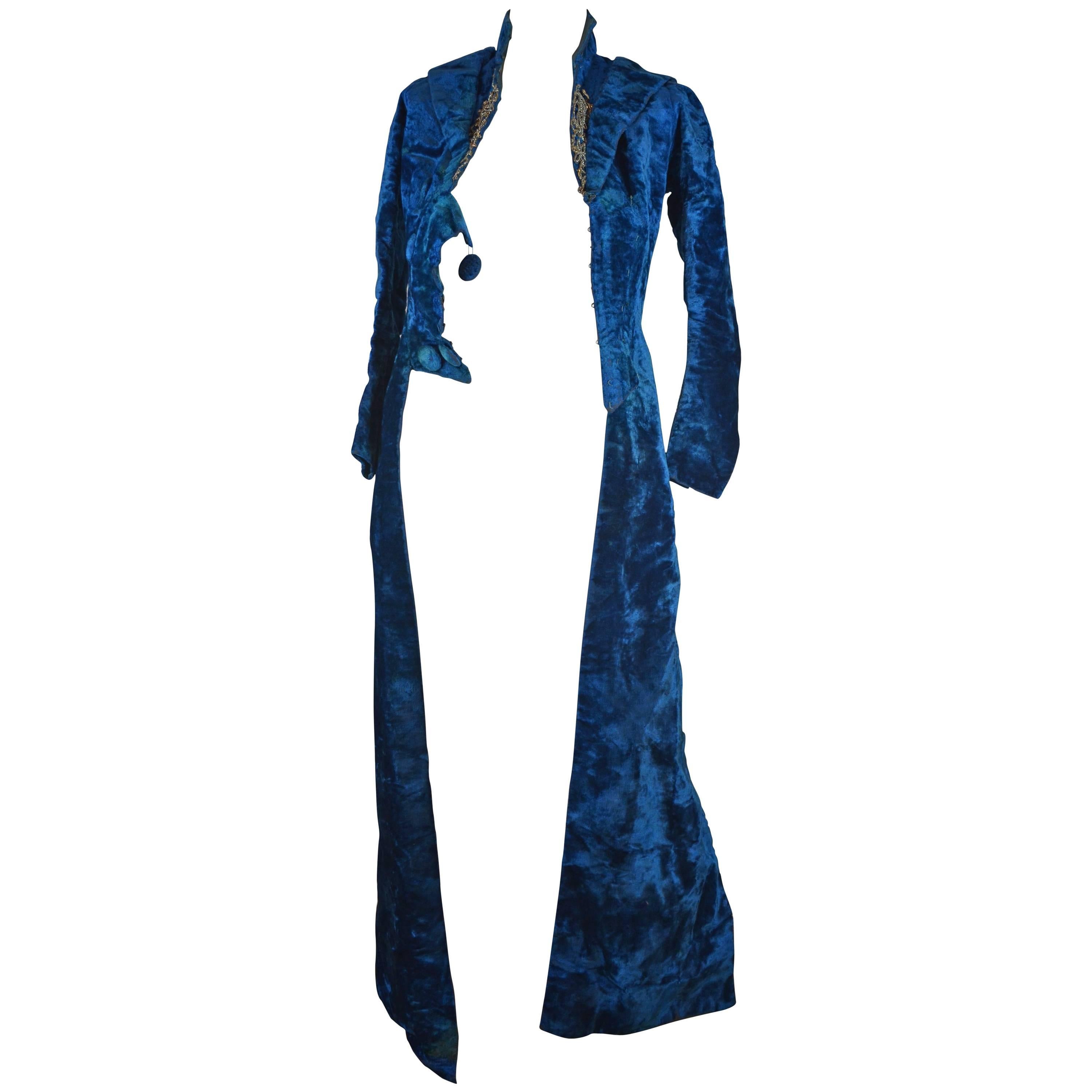 Victorian Blue Silk Velvet Jacket
