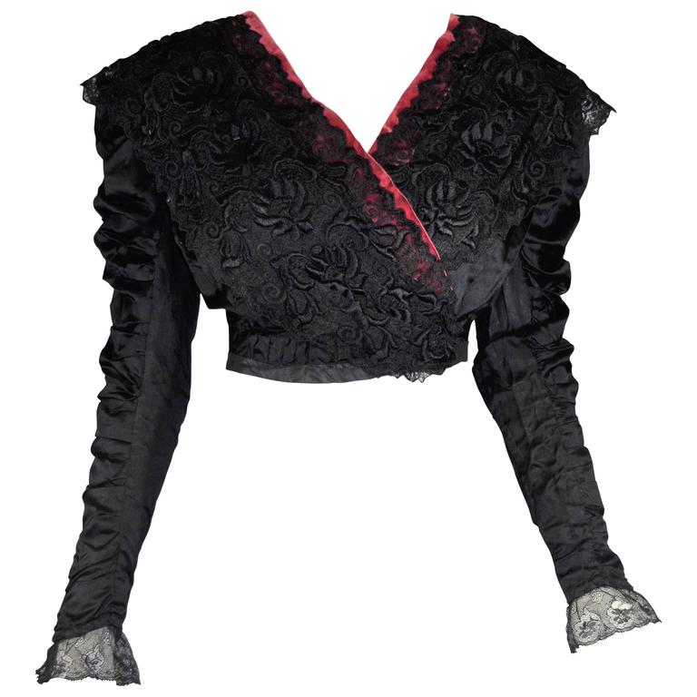 Black Victorian Lace Blouse For Sale at 1stDibs