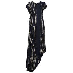 Comme des Garcons Navy Batik Linen Dress 1984