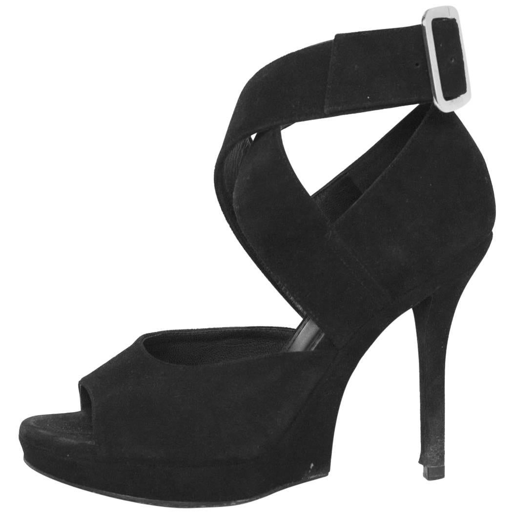 Yves Saint Laurent Black Suede Sandals Sz 35